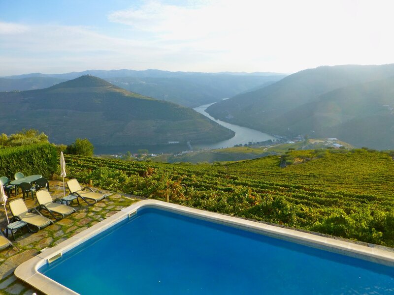 Pool overlooking vineyards and river