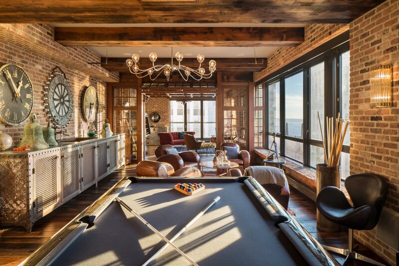 Pool Table in Room — Brown