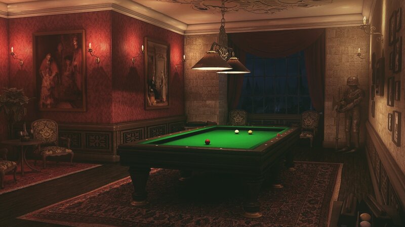 Pool Table in Room — Red