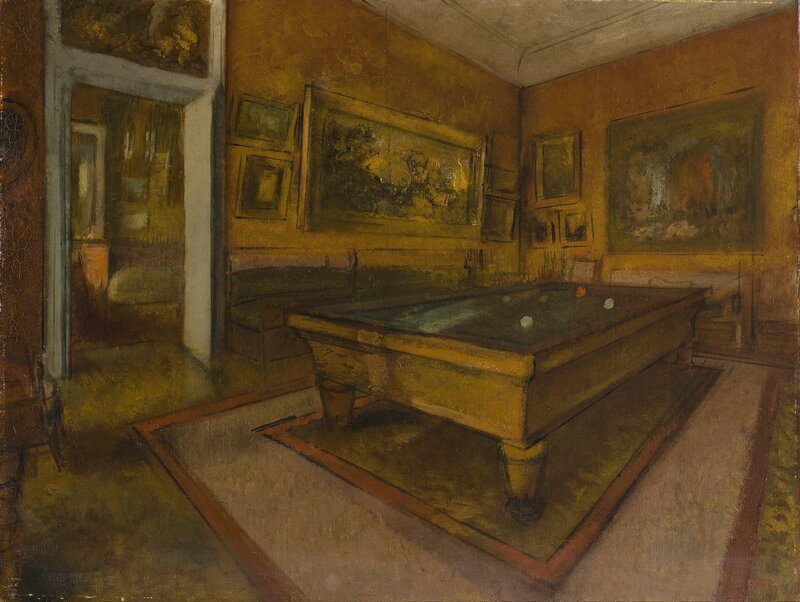 Pool Table in Room — Yellow