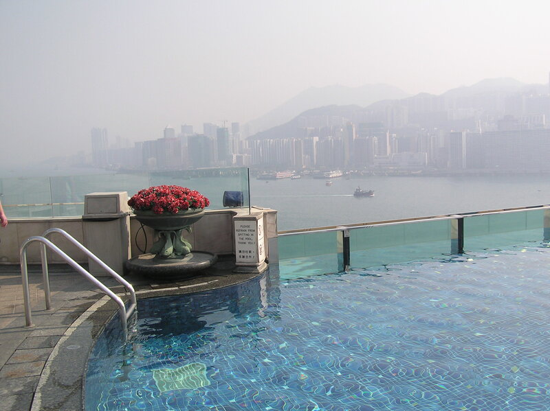 Pool with city view