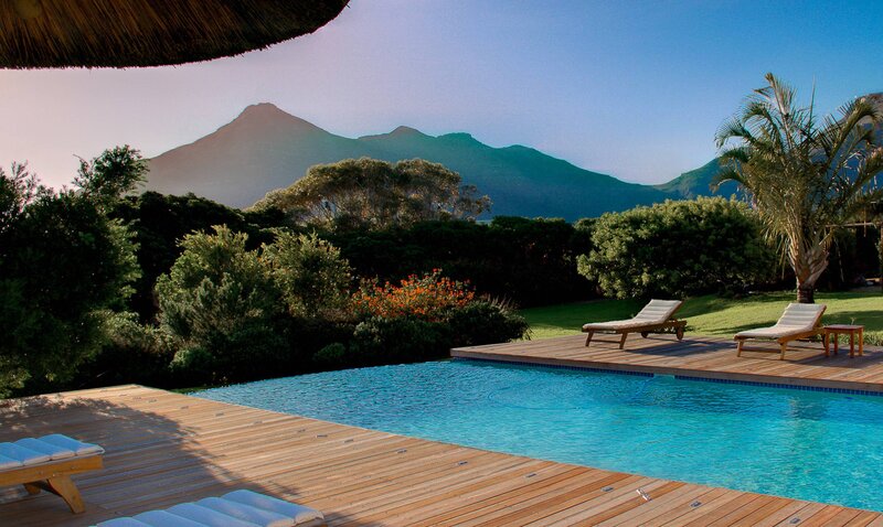 Pool with Lounge Chairs — Blue, Serene, Afternoon