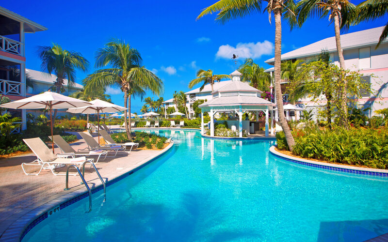 Pool with Lounge Chairs — Blue, Tropical