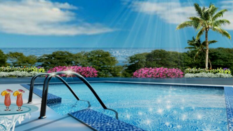 Pool with Ocean View — Blue, Serene, Afternoon, Digital Art