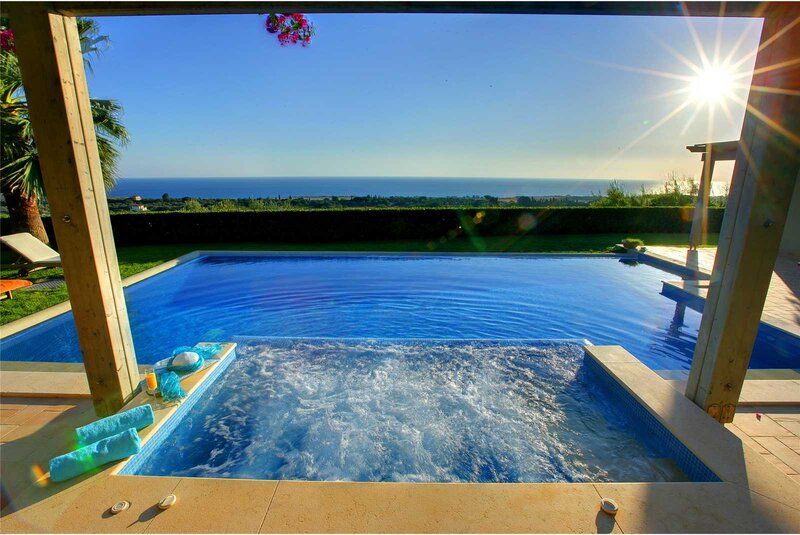 Pool with Ocean View — Blue, Serene, Sunset