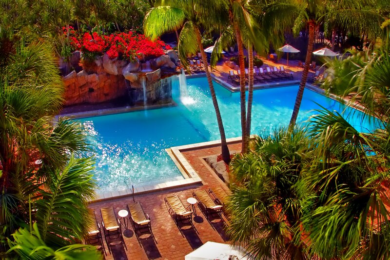 Pool with Waterfall — Blue, Tropical