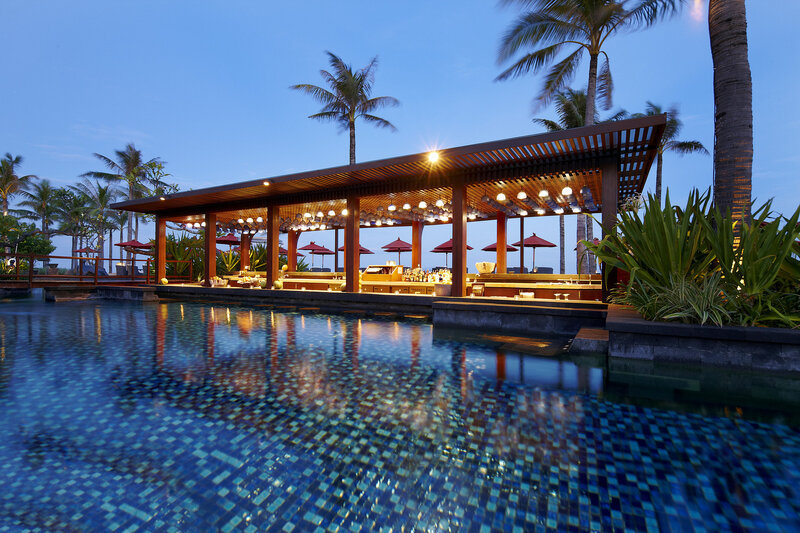 Poolside Bar at Dusk — Blue