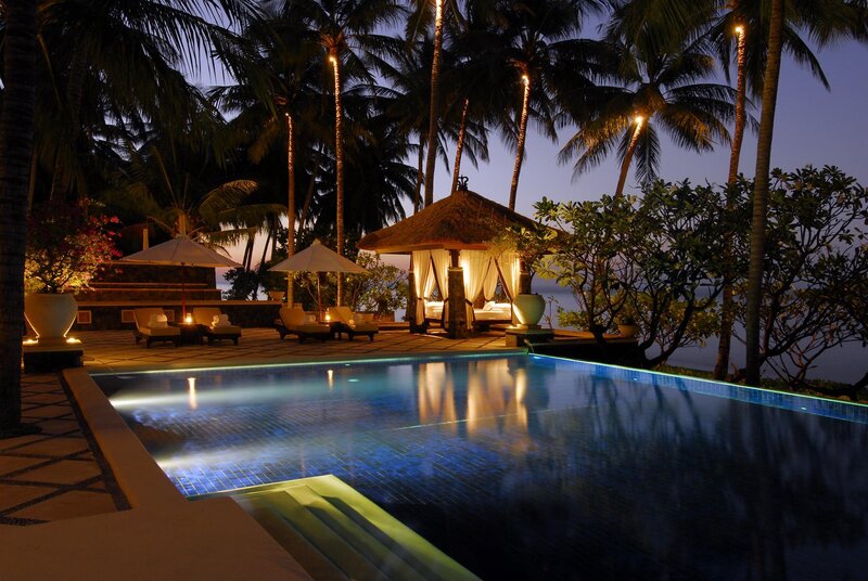 Poolside Cabana at Night — Blue