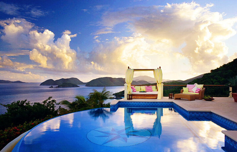 Poolside Cabana View — Blue