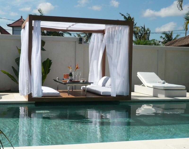 Poolside cabana with lounge