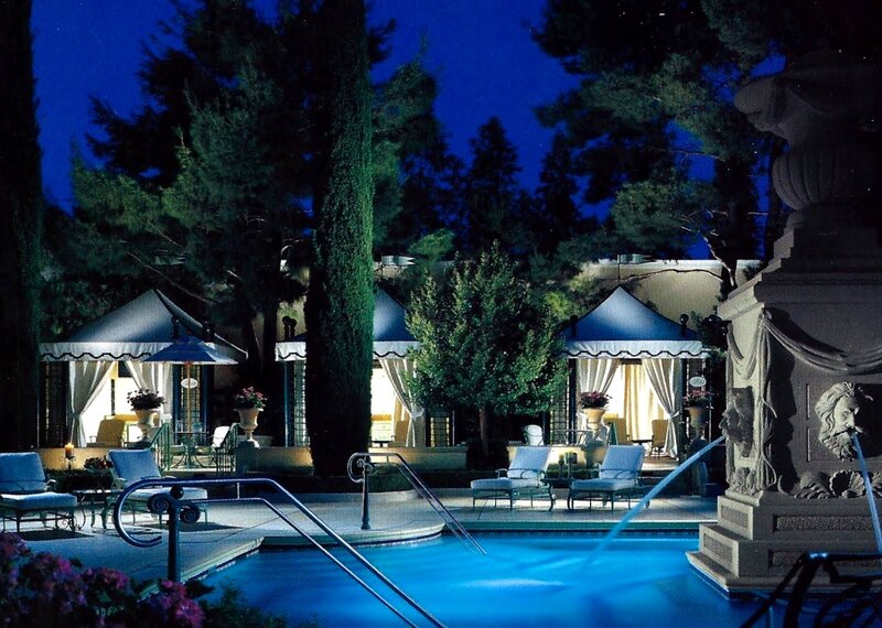 Poolside Cabanas at Night