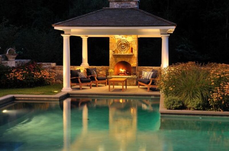 Poolside Gazebo at Night