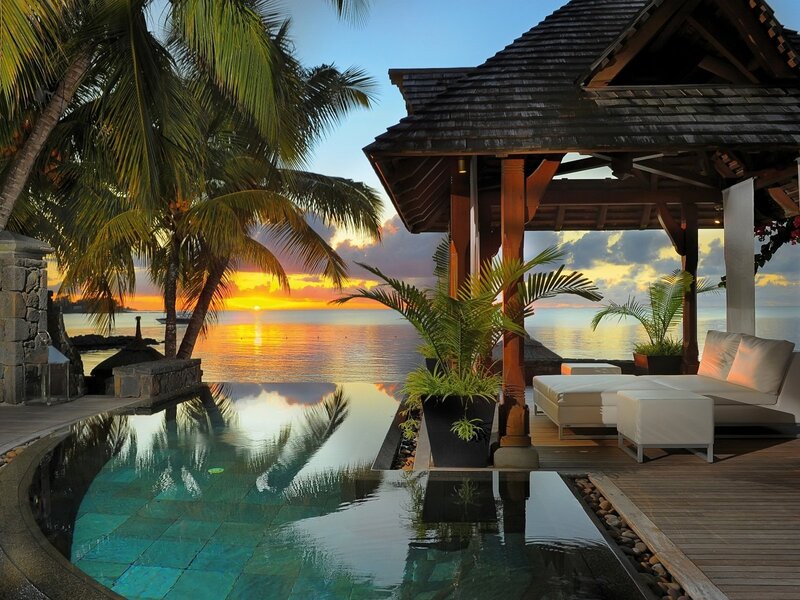 Poolside Gazebo at Sunset