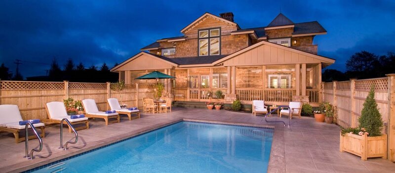 Poolside House at Night