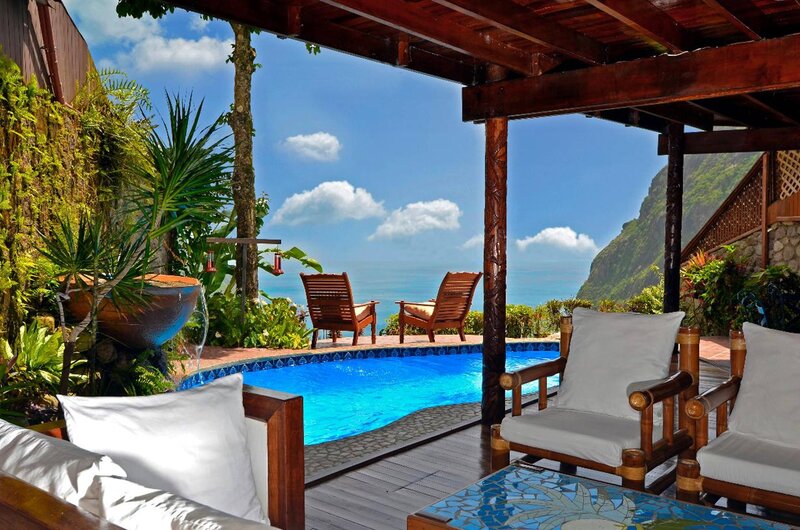 Poolside Lounge Area — Blue, Serene, Afternoon, Photograph, Chairs, Pool