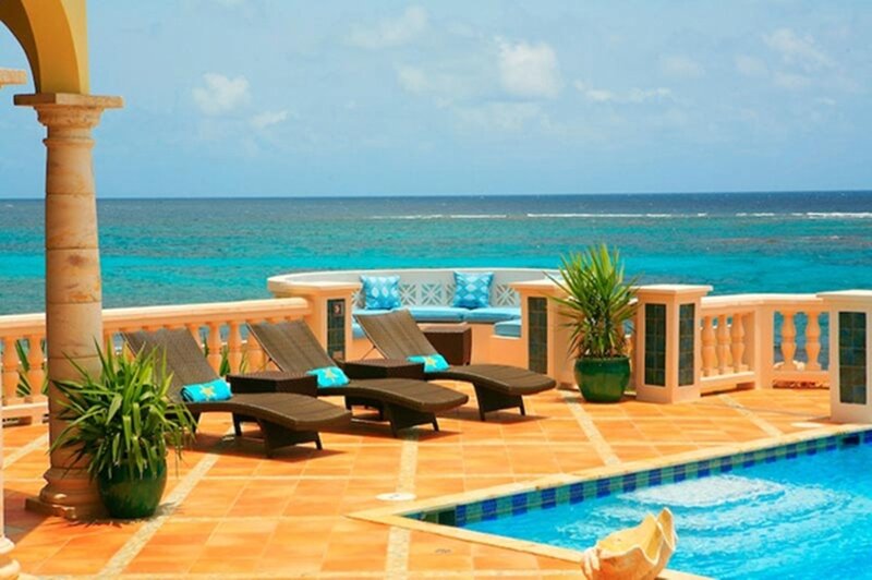 Poolside Lounge Area — Blue, Serene, Afternoon, Photograph, Chairs