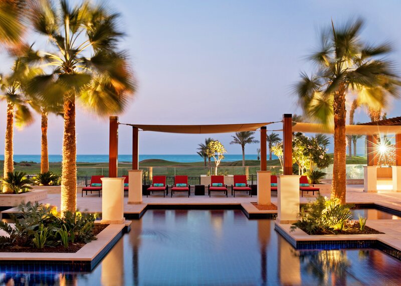 Poolside Lounge Area — Blue, Serene, Sunset, Photograph