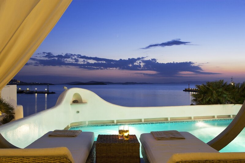 Poolside Lounge at Dusk — Blue, Serene, Sunset