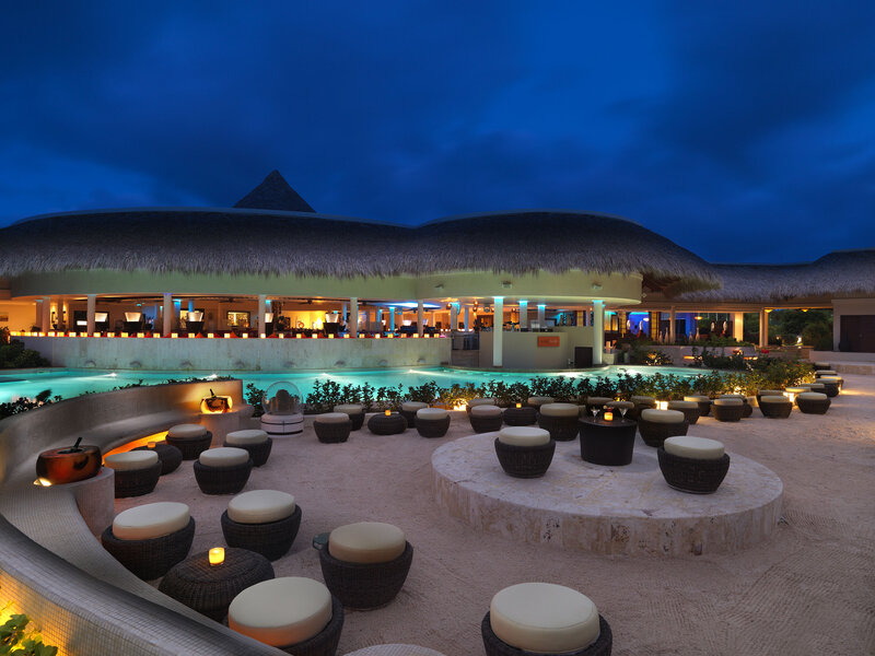 Poolside Lounge at Night — Blue, Serene