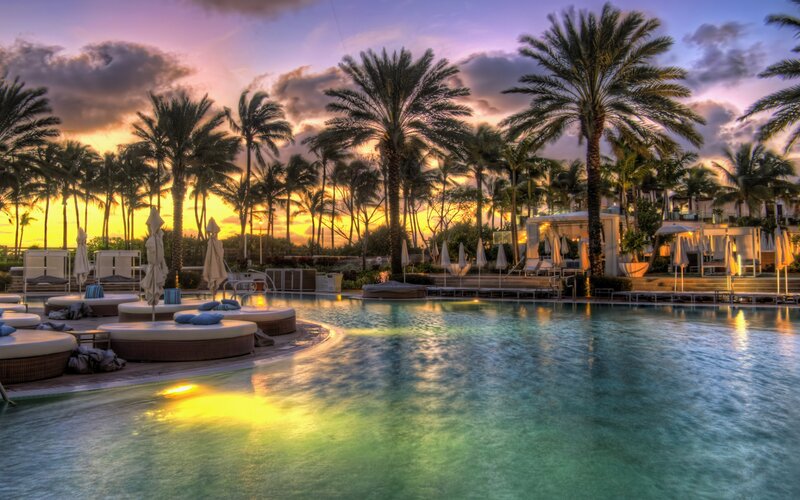Poolside Lounge at Sunset — Purple