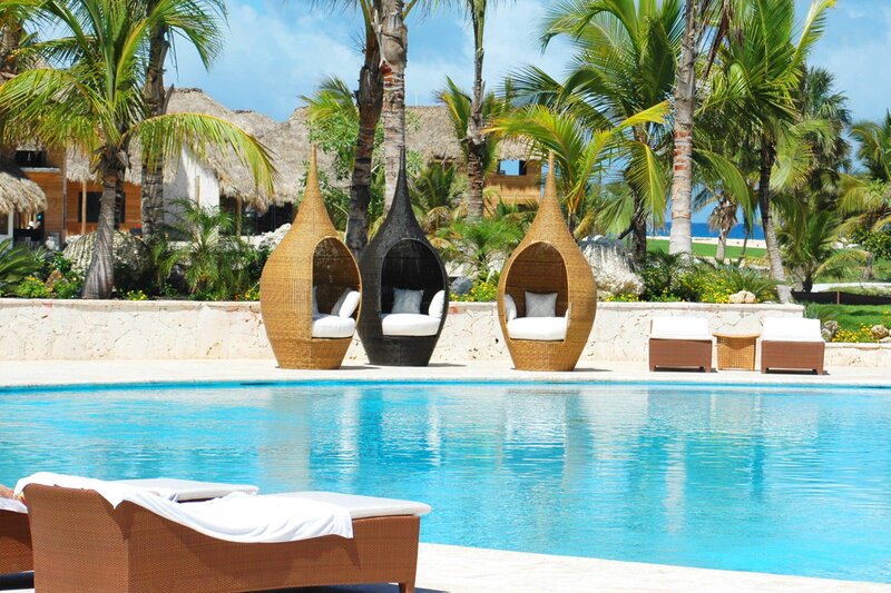 Poolside Lounge Chairs — Blue, Serene, Afternoon