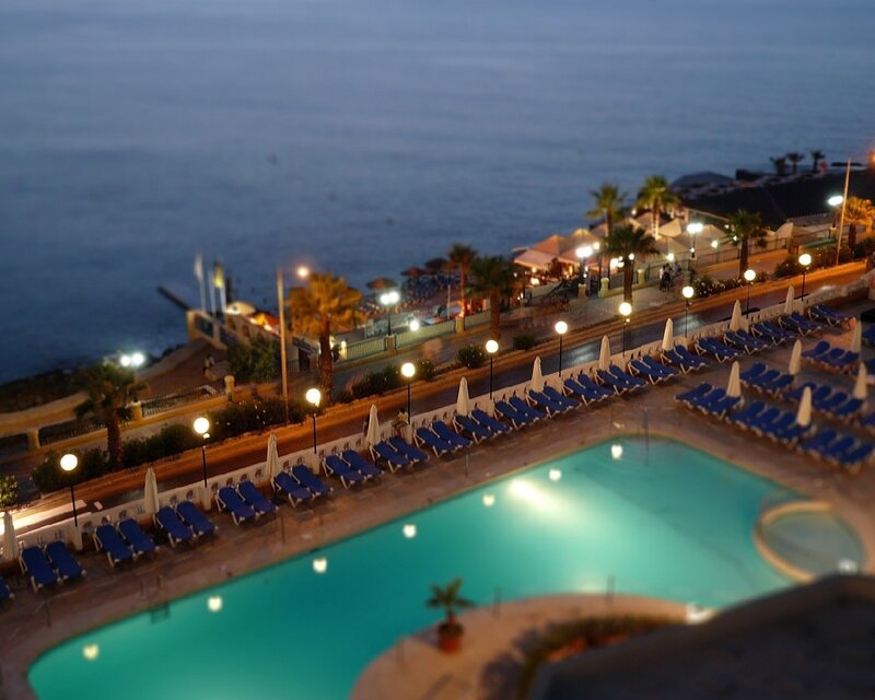 Poolside Lounge Chairs — Blue, Serene, Night