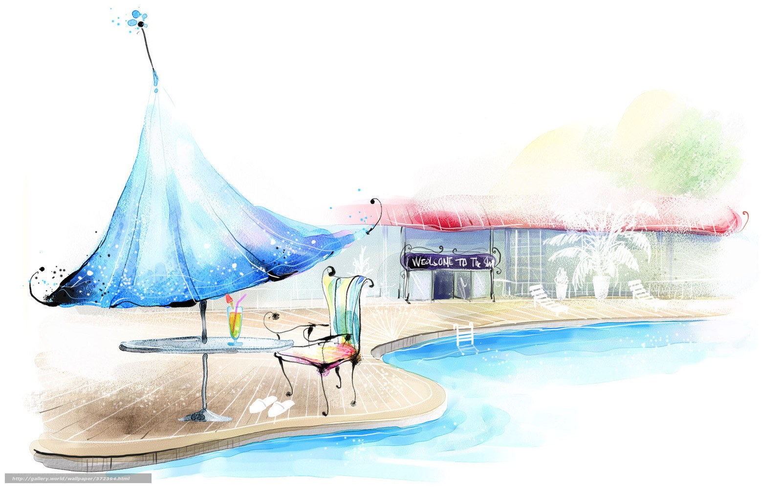 Poolside lounge illustration