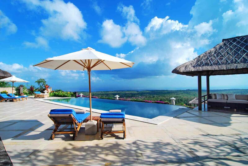 Poolside lounge with ocean view