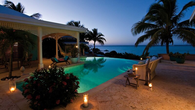Poolside Patio at Dusk — Blue