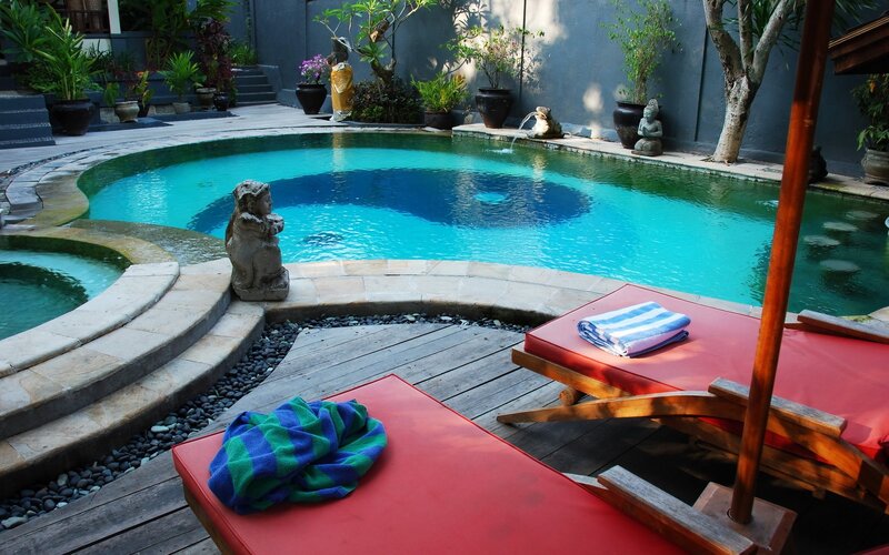 Poolside relaxation area