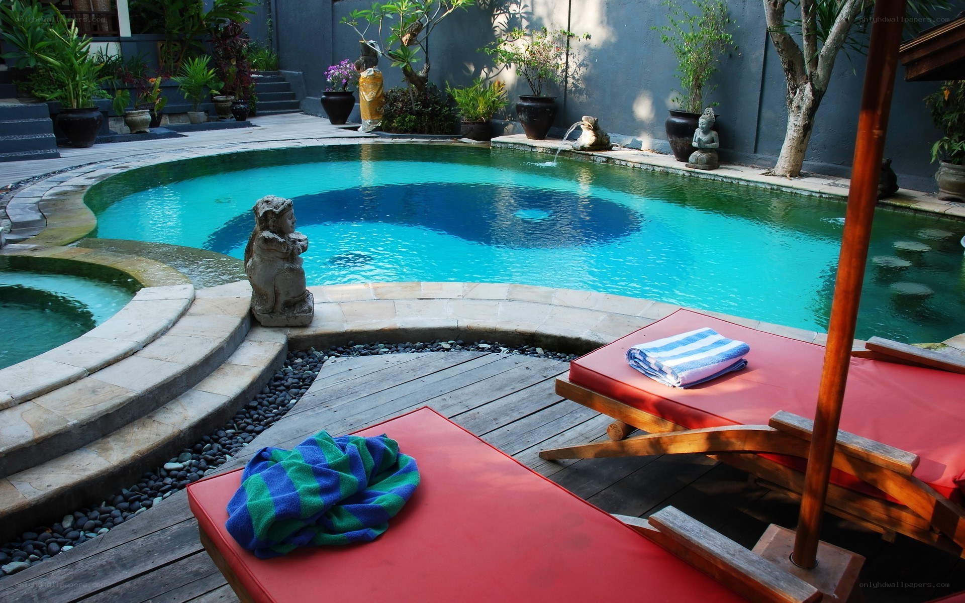 Poolside relaxation area