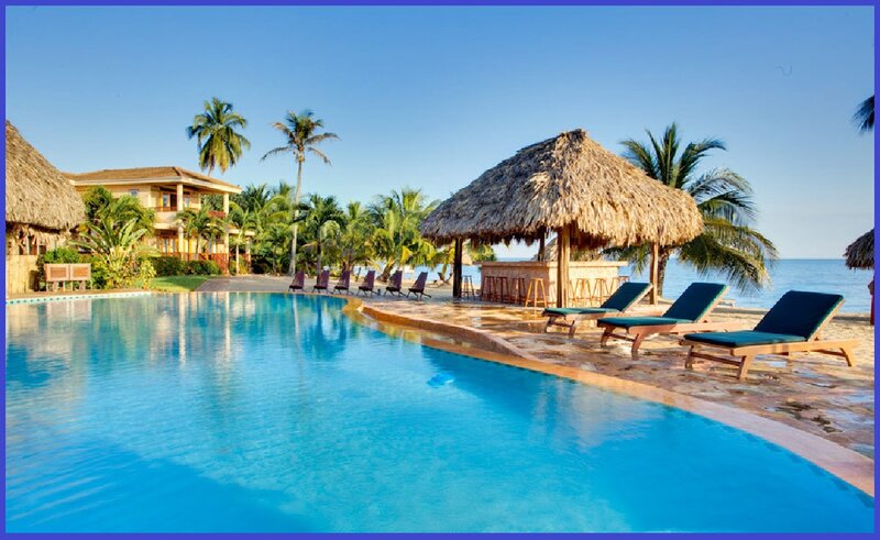 Poolside Resort Area — Blue, Serene, Afternoon, Photograph