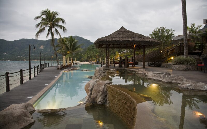 Poolside Resort at Dusk — Blue