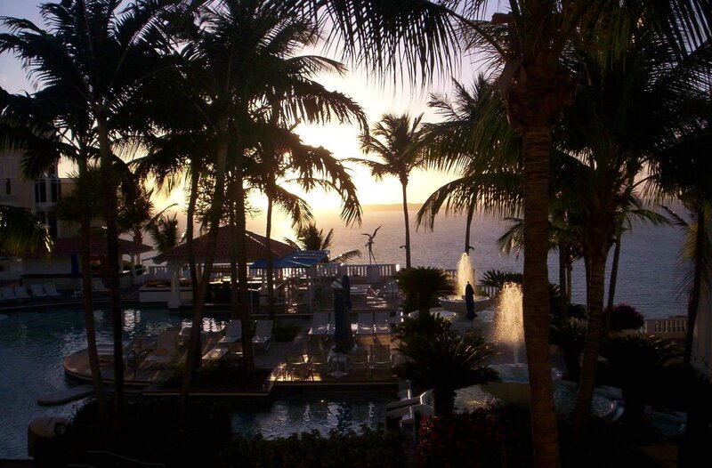 Poolside Resort at Sunset — Blue