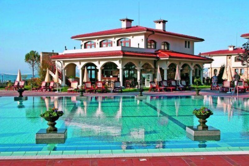 Poolside Resort Building — Blue