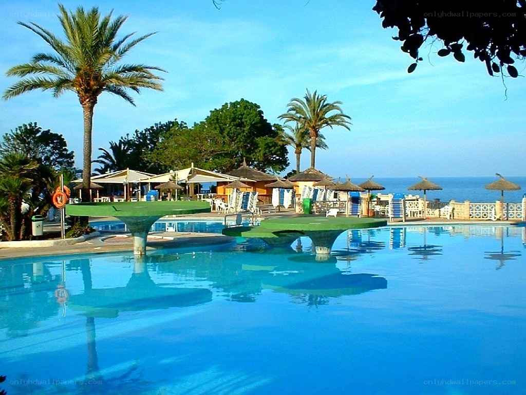 poolside resort with ocean view