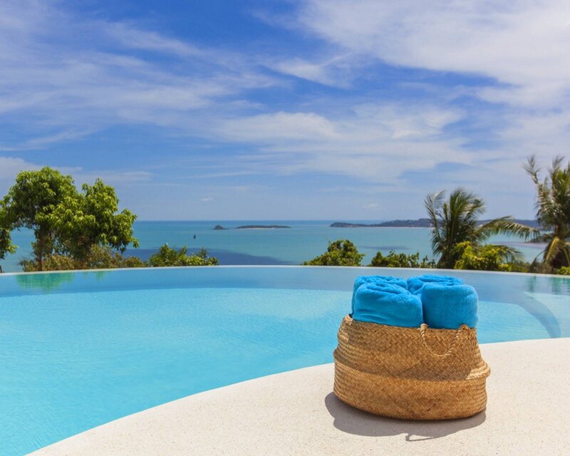Poolside view with ocean vista