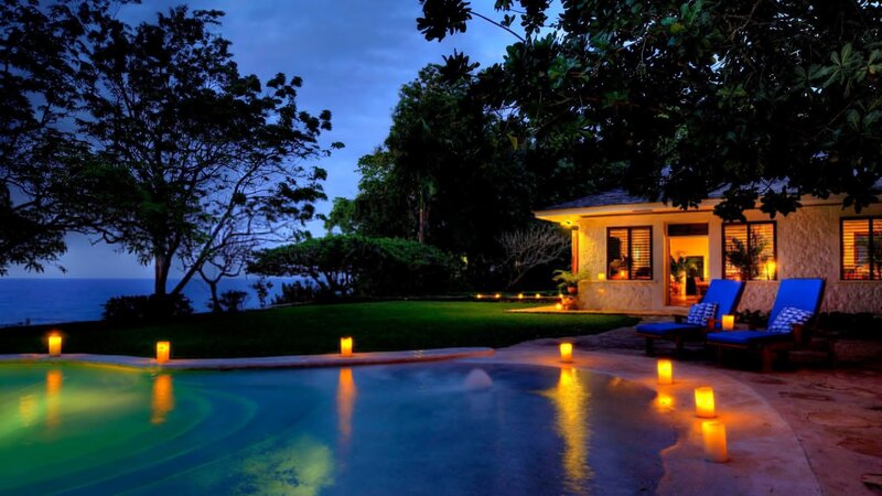 Poolside Villa at Dusk — Blue