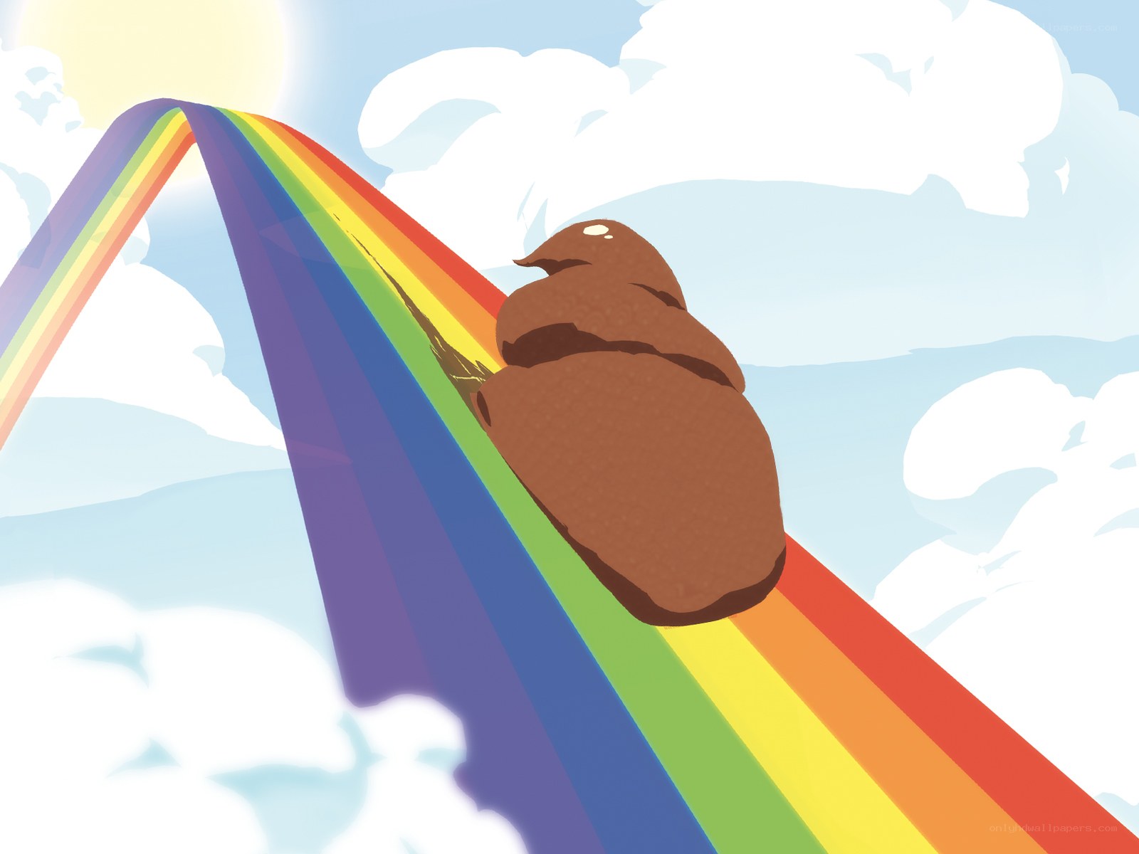 poop on a rainbow slide