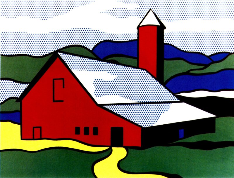 Pop art barn landscape