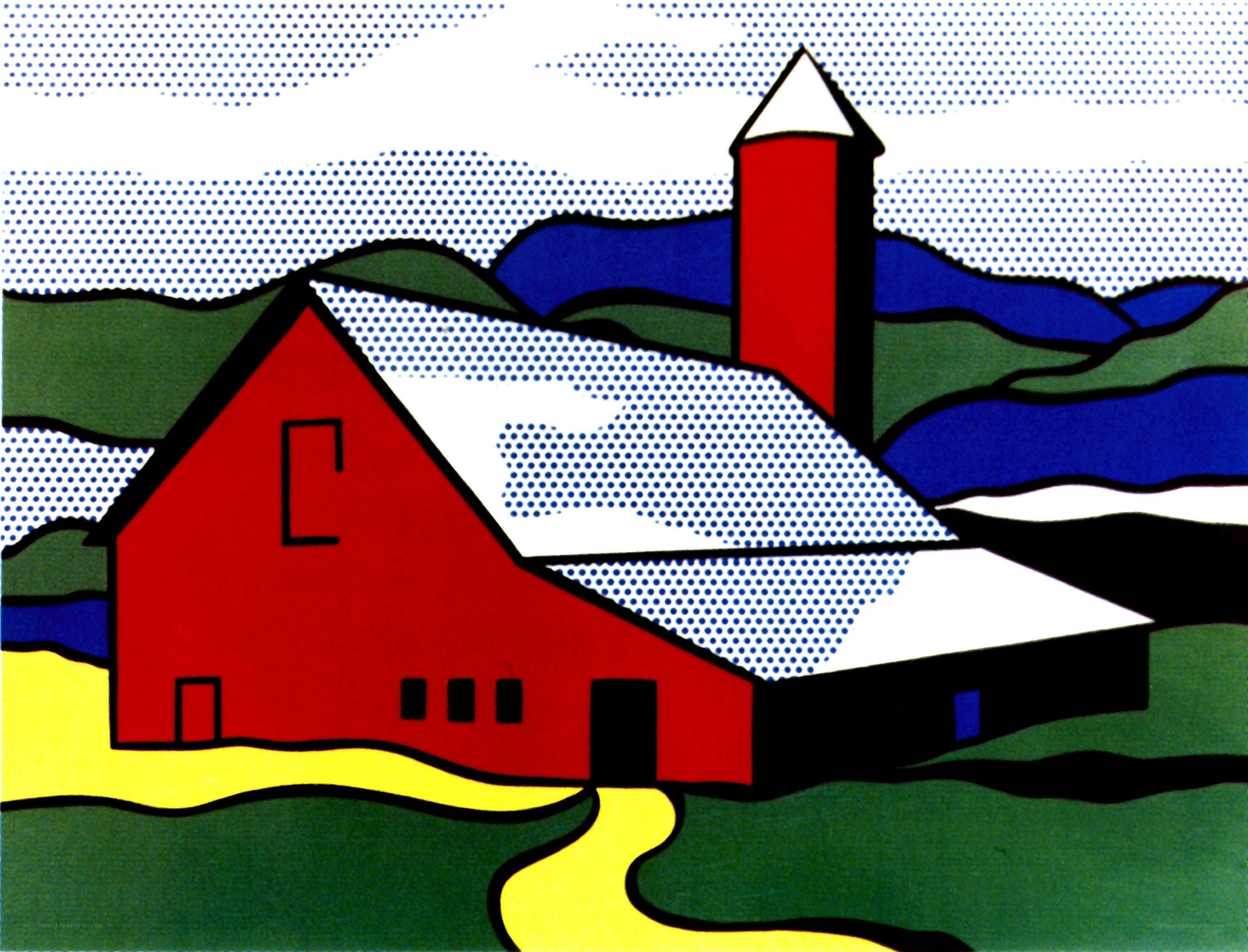 Pop art barn landscape