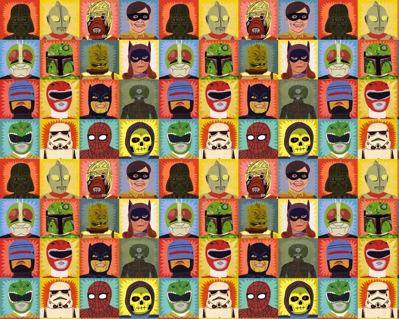 pop art collage of characters