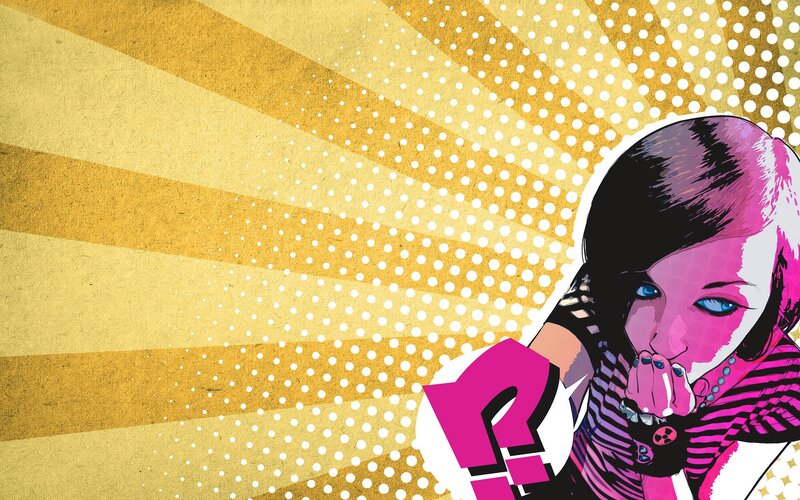 pop art girl with question mark