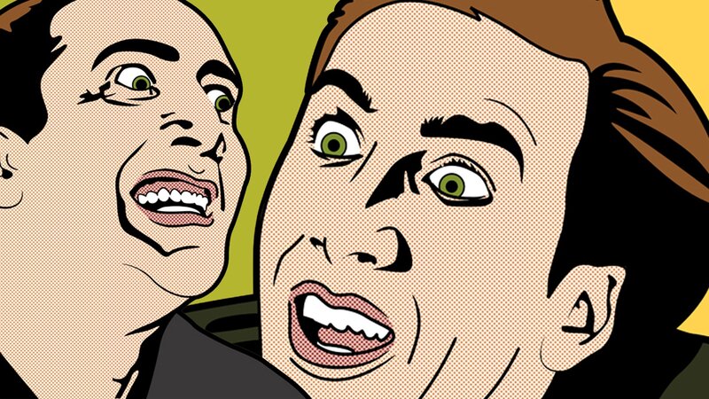 Pop art of two men screaming