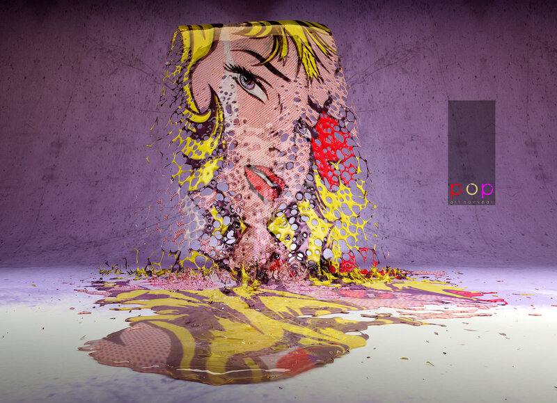 Pop art woman melting