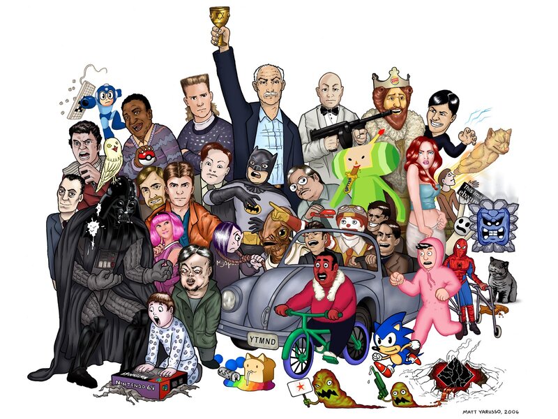 Pop culture character collage