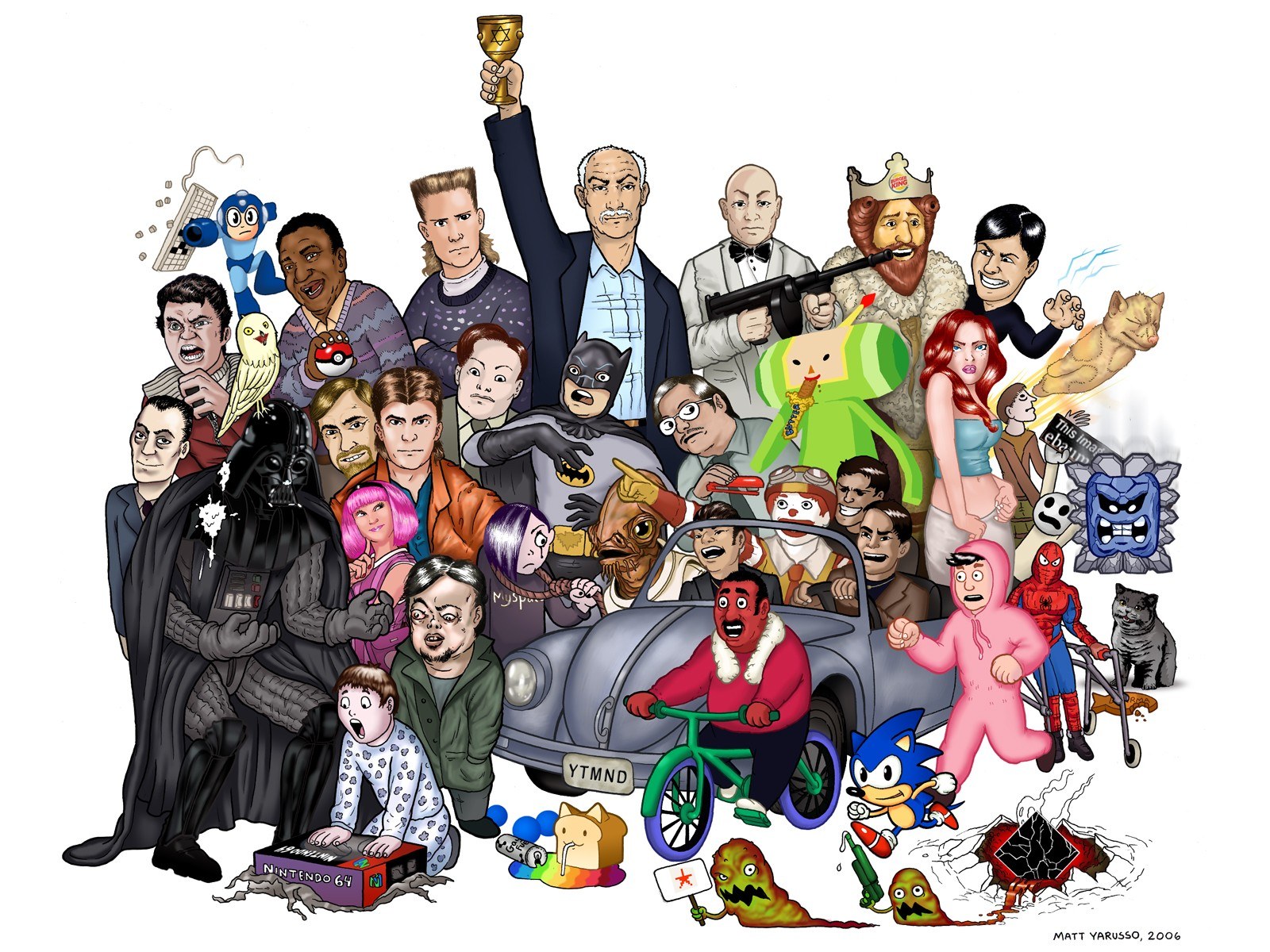 Pop culture character collage