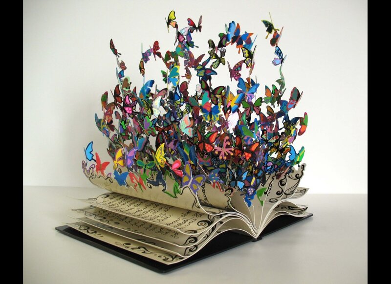 Pop-up Book with Butterflies — White