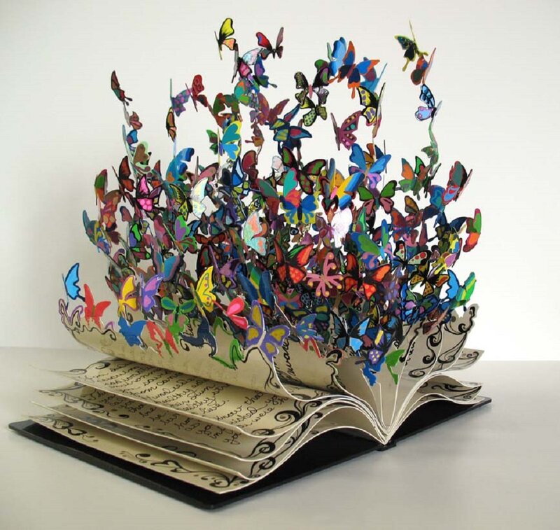Pop-up Book with Butterflies — White, Whimsical