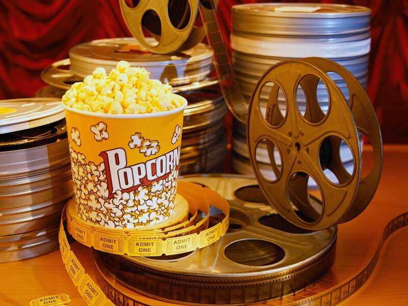 Popcorn and film reels